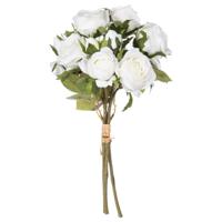 Atmosphera kunstbloemen - boeket - 14 rozen - wit - 40 cm