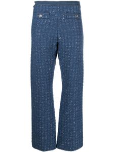 SANDRO pantalon droit à ornements de sequins - Bleu