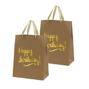 Set van 4x stuks papieren verjaardag giftbags/cadeau tasjes Happy Birthday 27 x 34 x 15 cm   -