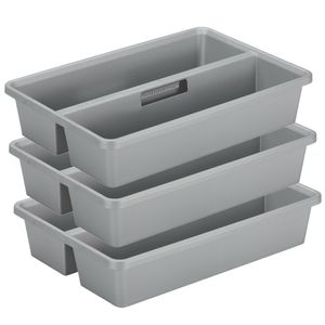 Sunware organiser - 3 stuks - kunststof - 50 x 33 cm - grijs - 2 vakken