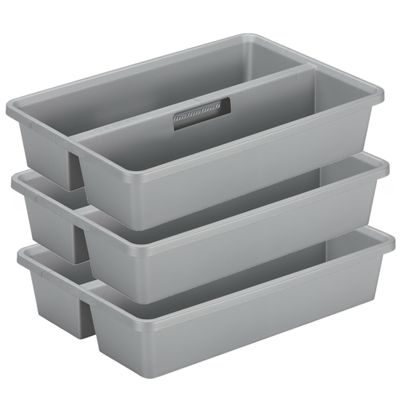Sunware organiser - 3 stuks - kunststof - 50 x 33 cm - grijs - 2 vakken