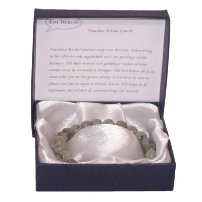 Halfedelstenen Armband in Geschenkdoos Tianshan Kristal Graniet / Kiwi Jaspis