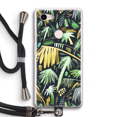 Tropical Palms Dark: Pixel 3 Transparant Hoesje met koord