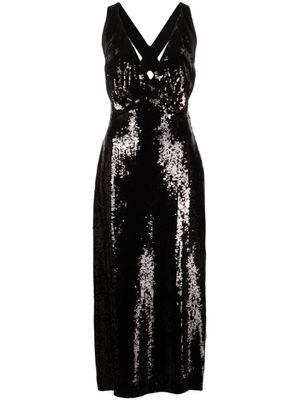 KHAITE robe mi-longue à sequins - Noir