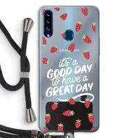 Don’t forget to have a great day: Samsung Galaxy A20s Transparant Hoesje met koord