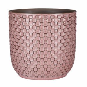 Plantenpot/bloempot keramiek roze stijlvol patroon - D19 en H17.5 cm