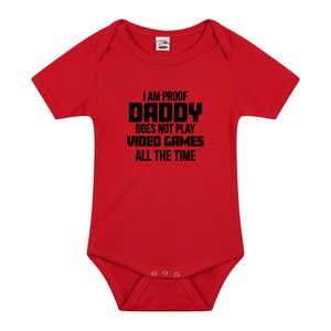 Proof daddy does not only play games cadeau baby rompertje rood jongen/meisje 92 (18-24 maanden)  -