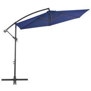 The Living Store Hangende Parasol - Blauw - 300 x 244 cm - UV-beschermend - Zwenkbaar