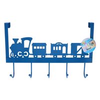 Deurhanger Blauwe Locomotief Met 5 Haakjes 28 Cm - Kapstokken - thumbnail