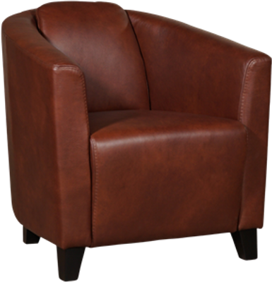 Donkercognac leren landelijke kuipstoel Press - poot hout zwart - Granada leer Cognac (donkercognac leer)