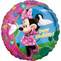 Folieballon  Verjaardag Minnie Mouse Rond - 45 cm
