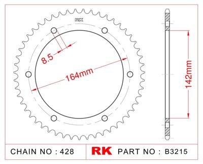 RK Chain wheel 428 52z steel silver