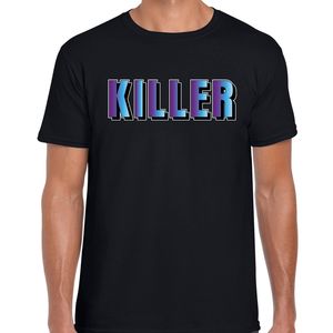 Killer t-shirt zwart met paarse/blauwe letters voor heren