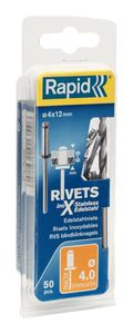 Rapid blindklinknagel rvs + drill 4.0x12mm (50st)