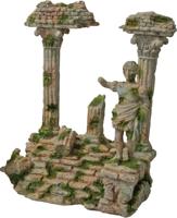 Polyresin ornament Romeinse tempel met beeld grijs 22x17 cm - Gebr de boon