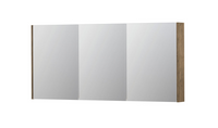 INK SPK2 spiegelkast met 3 dubbelzijdige spiegeldeuren, 6 verstelbare glazen planchetten, stopcontact en schakelaar 160 x 14 x 73 cm, naturel eiken - thumbnail
