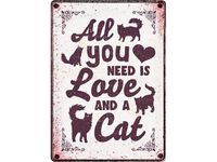 Plenty Gifts waakbord blik all you need is love and a cat - thumbnail