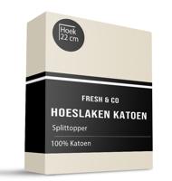 Splittopper Hoeslaken - Katoen - Creme - Verkoelend - 160x200 cm - Creme - Fresh and Co - Dekbed-Discounter.nl