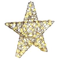 3D Ster met 50 LED Warmwit 55 x 52.5 x 9 cm Rattan