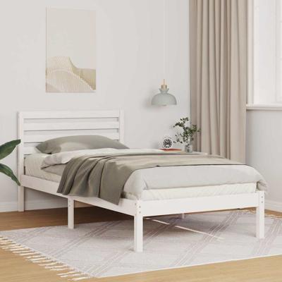 Bedframe met hoofdeinde Wit 90 x 190 cm Massief grenenhout