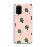 Cactusprint roze: Samsung Galaxy S20 Plus Transparant Hoesje