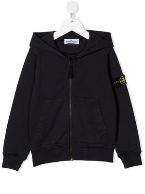 Stone Island Junior hoodie à fermeture zippée - Bleu