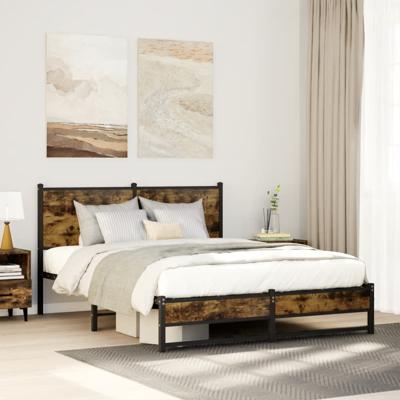 Bedframe zonder matras metaal gerookt eikenkleurig 140x200 cm