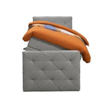 Leen Bakker - Boxspring Met Opbergruimte En Voetbord Liv Geruit - Licht - 90x200cm - Stof - Grijs