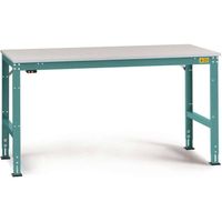 Manuflex LU4068.5021 ESD ESD-werktafel universele standaard achtergrond tafel met melamine schijf, bxdxh = 1500 x 1000 x 763-873 mm Waterblauw