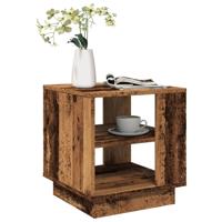 Salontafel 40x40x43 cm bewerkt hout oud houtkleurig Salontafel 40x40x43 cm bewerkt hout oud houtkleurig