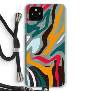 Colored Zebra: Pixel 5a 5G Transparant Hoesje met koord