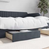 Opberglades bed 2 st bewerkt hout en fluweel donkergrijs