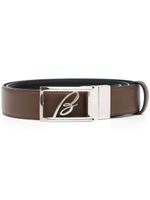 Brioni ceinture en cuir à plaque logo - Marron