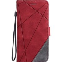Xiaomi Redmi Note 9T 5G hoesje - Bookcase - Pasjeshouder - Portemonnee - Patroon - Kunstleer - Rood - thumbnail