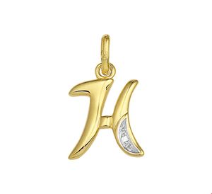 TFT Bedel Letter H Diamant 0.005 Ct. Goud