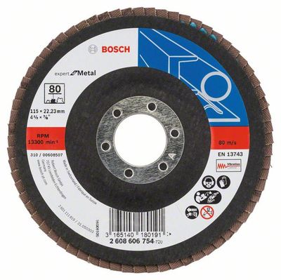 Bosch Accessoires 1 Lamellenschijf 115 X551, Expert for Metal haaks, K80 - 2608606754