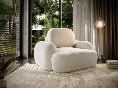 Showroommodel Fauteuil Morris - Teddy stof Wit - Pootje ingedeukt - Niet in originele verpakking - Kans op schade