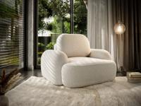 Showroommodel Fauteuil Morris - Teddy stof Wit - Pootje ingedeukt - Niet in originele verpakking - Kans op schade