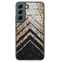 Samsung Galaxy S22 Plus glazen hardcase - Chevron luipaard