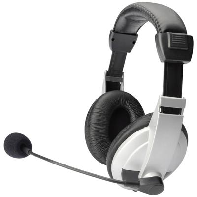 Digitus DA-12201 Over Ear headset Kabel Stereo Zwart-zilver Volumeregeling Computer