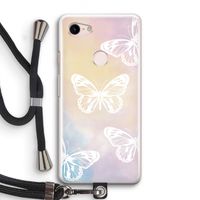 White butterfly: Pixel 3 Transparant Hoesje met koord