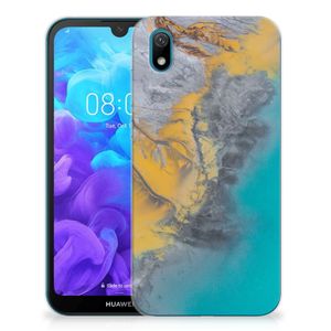 Huawei Y5 (2019) TPU Siliconen Hoesje Marble Blue Gold