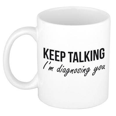 Keep talking diagnosing koffiemok - drinkbeker - wit - Psychologie - geslaagd / afstudeer cadeau Keep talking diagnosing koffiemok - drinkbeker - wit - Psychologie - geslaagd / afstudeer cadeau