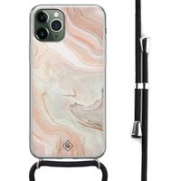 iPhone 11 Pro hoesje met koord - Crossbody - Marmer waves