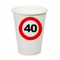 Verjaardagsfeest leeftijd bekertjes 40 jaar - 40x stuks - papier - thema leeftijd stopbord - thumbnail