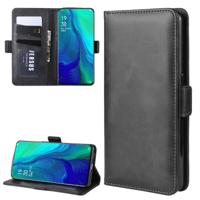 Dual-Side magnetische Buckle horizontale Flip lederen draagtas voor OPPO Reno 10x zoom met houder & kaartsleuven & portemonnee & fotolijstjes (zwart)