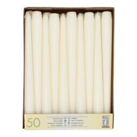 Dinerkaarsen/kandelaarkaarsen Mega pack - 50x stuks - wit - Gotisch - 25 cm