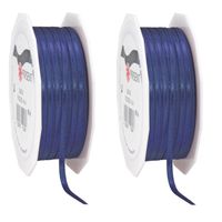 3x Luxe hobby/decoratie donkerblauwe satijnen sierlinten 0,3 cm/3 mm x 50 meter