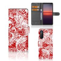 Telefoonhoesje met Naam Sony Xperia 5II Angel Skull Rood Telefoonhoesje met Naam Sony Xperia 5II Angel Skull Rood
