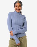 HEMA Dames T-shirt Charlie pointelle blauw (blauw)
